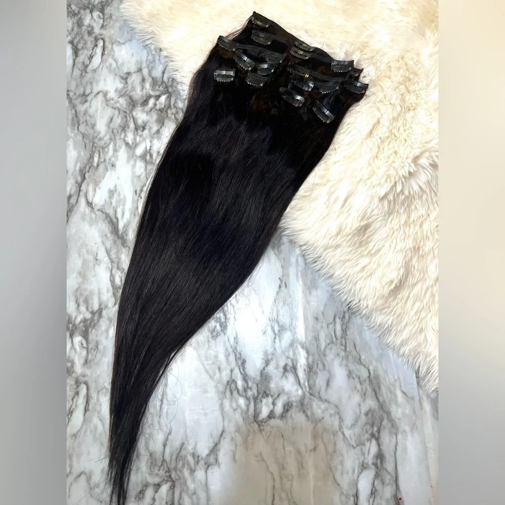20 In Black Clip‎ in Real 100% Human hair Extensions l Set in Straigh…